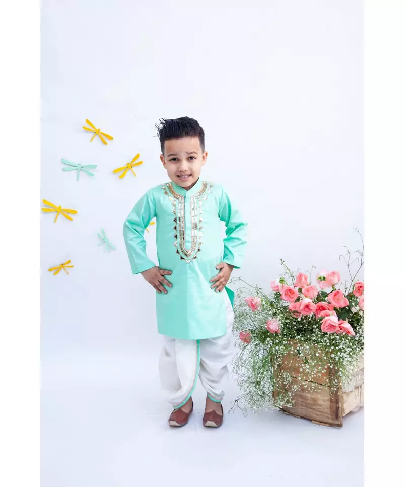 Aqua Green Kurta with Dhoti