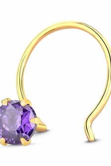 Designer Purple cubic zirconia nose ring or Nose Pin