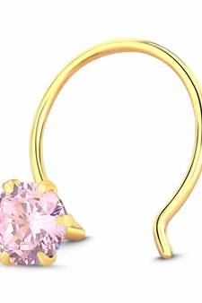 Designer Pink cubic zirconia nose ring or Nose Pin