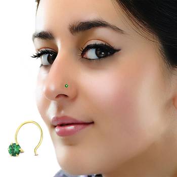 Designer Green cubic zirconia nose ring or Nose Pin 1