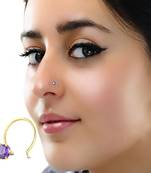Designer Purple cubic zirconia nose ring or Nose Pin