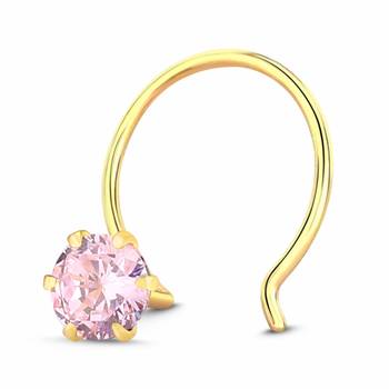 Designer Pink cubic zirconia nose ring or Nose Pin 2