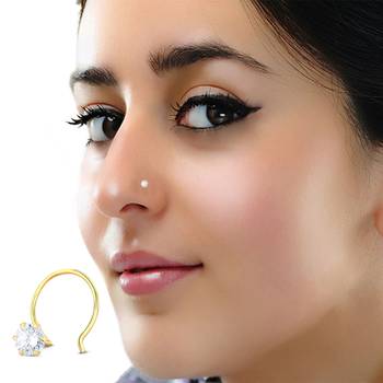 White cubic zirconia nose-ring or Nose Pin 1