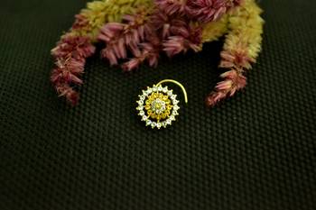 Designer 42 Diamond Yellow cubic zirconia nose ring or Nose Pin 1