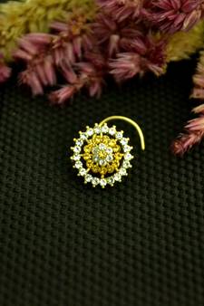 Designer 42 Diamond Yellow cubic zirconia nose ring or Nose Pin
