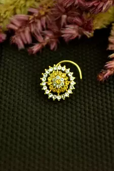 Designer 42 Diamond Yellow cubic zirconia nose ring or Nose Pin