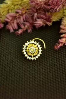 Designer 42 Diamond Yellow cubic zirconia nose ring or Nose Pin