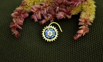 Designer 42 Diamond Blue cubic zirconia nose ring or Nose Pin 1