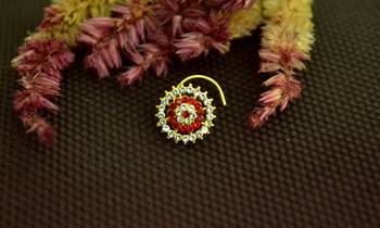Designer 42 Diamond Red cubic zirconia nose ring or Nose Pin 1