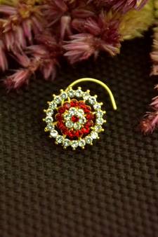 Designer 42 Diamond Red cubic zirconia nose ring or Nose Pin