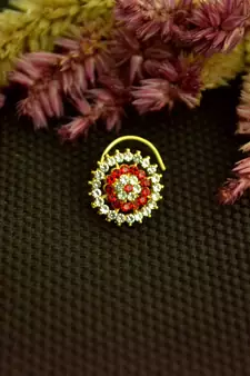 Designer 42 Diamond Red cubic zirconia nose ring or Nose Pin