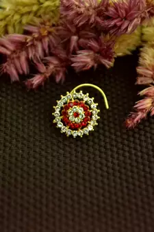 Designer 42 Diamond Red cubic zirconia nose ring or Nose Pin