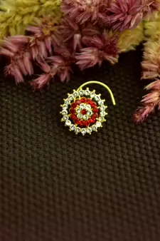 Designer 42 Diamond Red cubic zirconia nose ring or Nose Pin