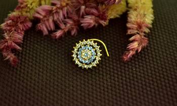 Designer 42 Diamond Turquoise cubic zirconia nose ring or Nose Pin 1