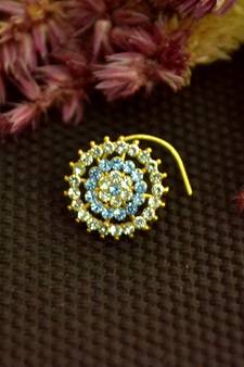 Designer 42 Diamond Turquoise cubic zirconia nose ring or Nose Pin