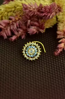 Designer 42 Diamond Turquoise cubic zirconia nose ring or Nose Pin
