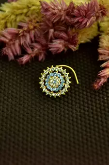 Designer 42 Diamond Turquoise cubic zirconia nose ring or Nose Pin