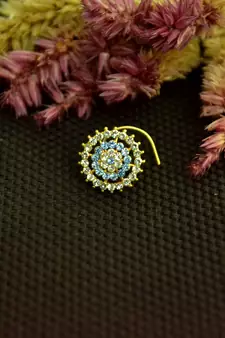 Designer 42 Diamond Turquoise cubic zirconia nose ring or Nose Pin