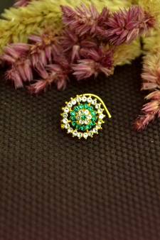 Designer 42 Diamond Green cubic zirconia nose ring or Nose Pin