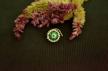 Designer 42 Diamond Green cubic zirconia nose ring or Nose Pin 3