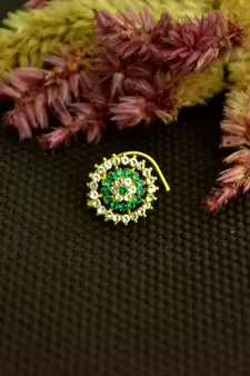 Designer 42 Diamond Green cubic zirconia nose ring or Nose Pin