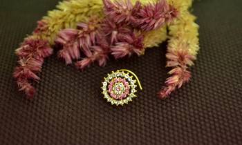 Designer 42 Diamond Pink cubic zirconia nose ring or Nose Pin 1