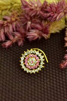 Designer 42 Diamond Pink cubic zirconia nose ring or Nose Pin