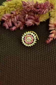 Designer 42 Diamond Pink cubic zirconia nose ring or Nose Pin