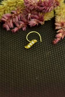 Designer Gold cubic zirconia Casual nose ring or Nose Pin