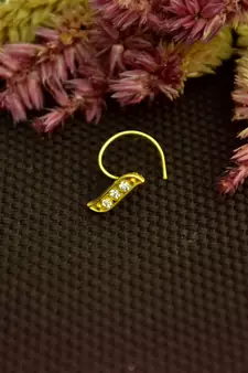 Designer Gold cubic zirconia Casual nose ring or Nose Pin