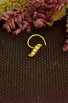 Designer Gold cubic zirconia Casual nose ring or Nose Pin