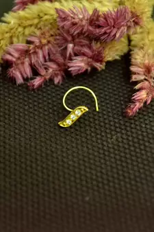 Designer Gold cubic zirconia Casual nose ring or Nose Pin