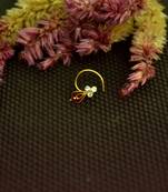 Designer Meenkari work Red cubic zirconia nose ring or Nose pin