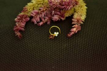 Designer Meenkari work Red cubic zirconia nose ring or Nose pin 3