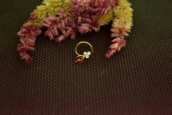 Designer Meenkari work Red cubic zirconia nose ring or Nose pin 4