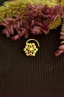 Designer Gold cubic zirconia Casual nose ring or Nose Pin