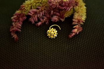 Designer Gold cubic zirconia Casual nose ring or Nose Pin 1