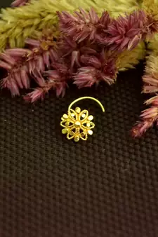 Designer Gold cubic zirconia Casual nose ring or Nose Pin