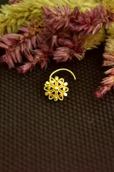 Designer Gold cubic zirconia Casual nose ring or Nose Pin
