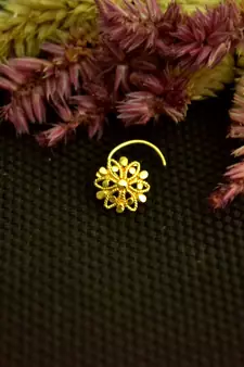 Designer Gold cubic zirconia Casual nose ring or Nose Pin