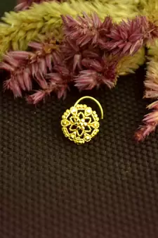 Gold cubic zirconia nose-ring or Nose Pin