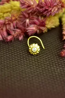 Gold cubic zirconia nose ring or Nose pIn