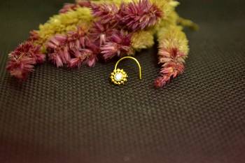 Designer Gold cubic zirconia Casual nose ring or Nose Pin 1