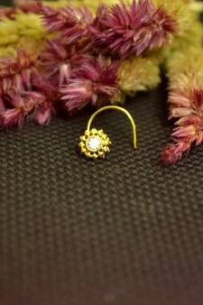 Designer Gold cubic zirconia Casual nose ring or Nose Pin