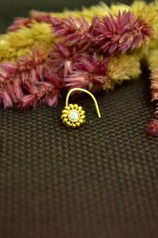 Designer Gold cubic zirconia Casual nose ring or Nose Pin