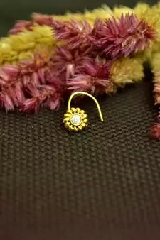 Designer Gold cubic zirconia Casual nose ring or Nose Pin