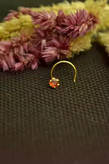 Red cubic zirconia nose-ring or Nose Pin