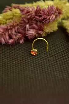 Red cubic zirconia nose-ring or Nose Pin