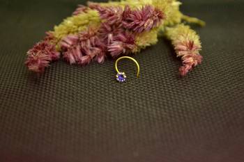 Purple cubic zirconia nose ring or Nose pIn 2