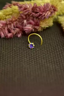 Purple cubic zirconia nose ring or Nose pIn